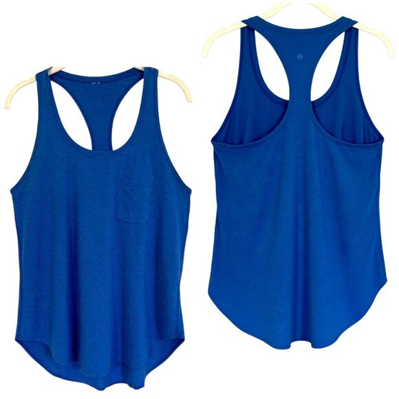 Lululemon Royal Blue Racerback Athletic Tank Top Logo Back Women’s Size 10 - Picture 7 of 7